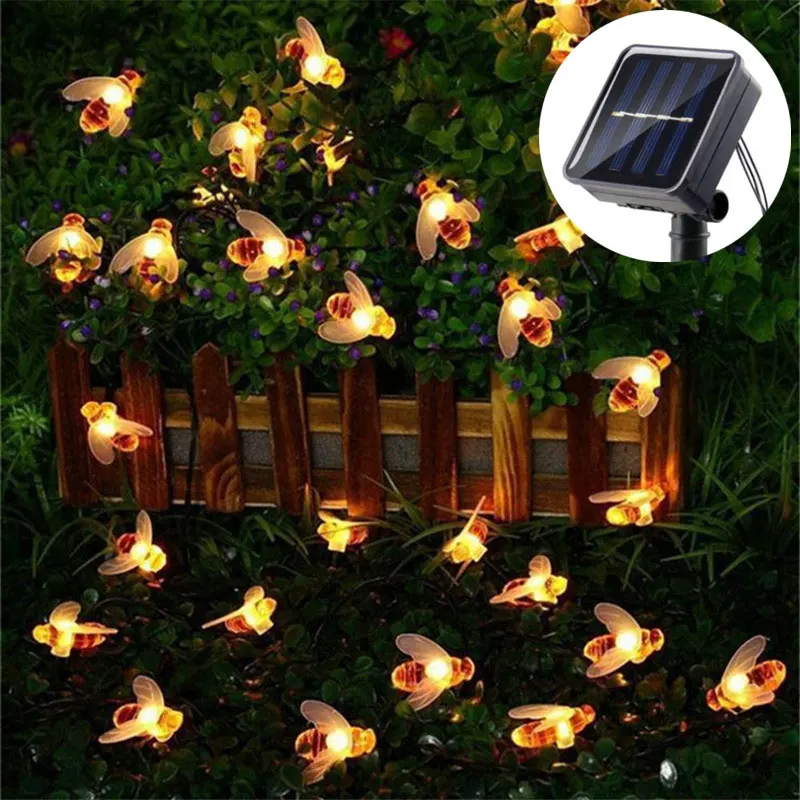 5M/7M/12M Solar String Light LED Cute Bee Bubble Ball Outdoor Wedding Garden Patio Party Christmas Tree Fairy Decor Garland Lamp