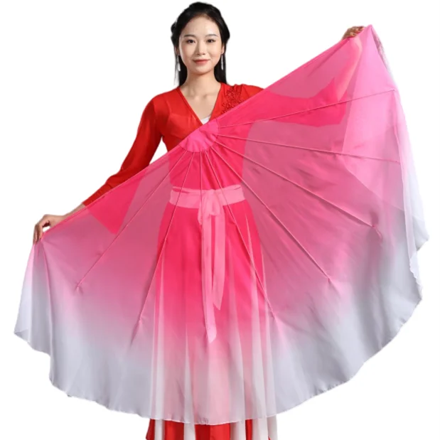 Belly Dance Big Size Fan Veil Soft Chiffon Fabric Fans Bendable Stick Stage Performance Props Dance Accessories Adults 1pcs