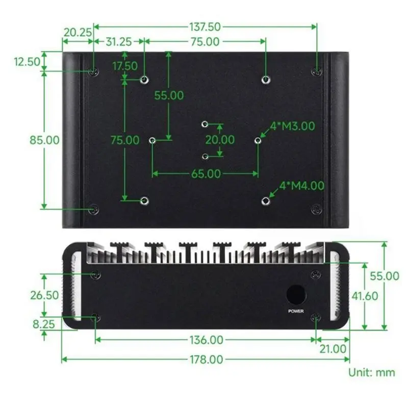 A53M-USB Type-C Fanless Metal Enclosure For Jetson Orin Nano NX Aluminum Alloy Passive Cooling Case AI Edge Computer