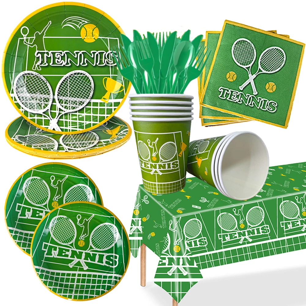 Tennis Party Supplies Tennis Ball Plates Cups Napkins Tablecloth Sports Games Tennis Ball Birthday Party Decorations Tableware