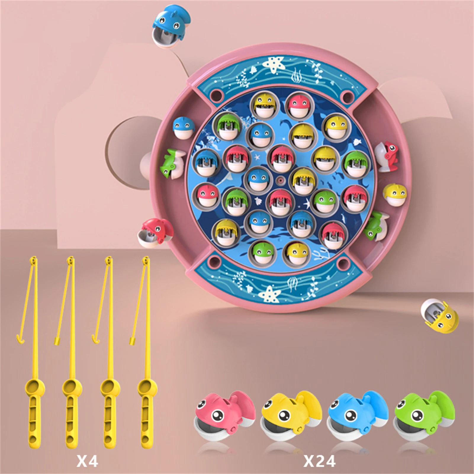 Magnetic Fishing Reel Electric Rotating Musical Toy Montessori Learning Educational Interactive Board Game Kid Christmas Gift