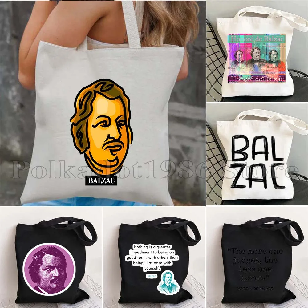 BALZAC Portrait The More One Judges The Less One Loves Novel Book Lover Gift Canvas Shoulder Tote Bag Shopper Cotton Eco Handbag