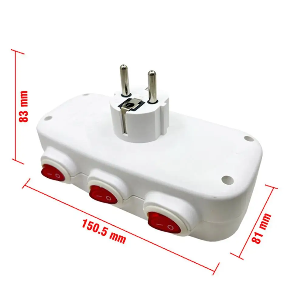 European Extension Socket with ON/OFF Switch Universal Power Converter Plug Adapter for Russia, Spain, Ukraine, Korea