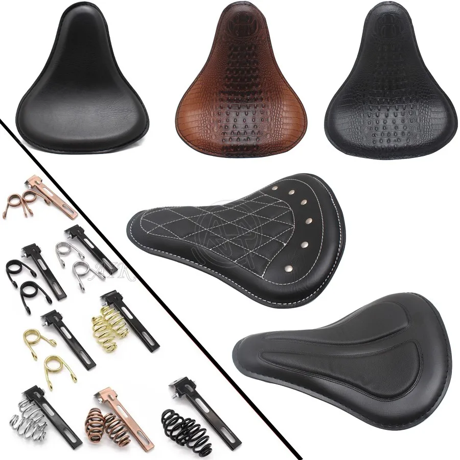 Universal Motorcycle Solo Seat Chopper Saddle Vintage Cushion Parts or Spring Bracket For Harley Bobber Custom Honda Yamaha