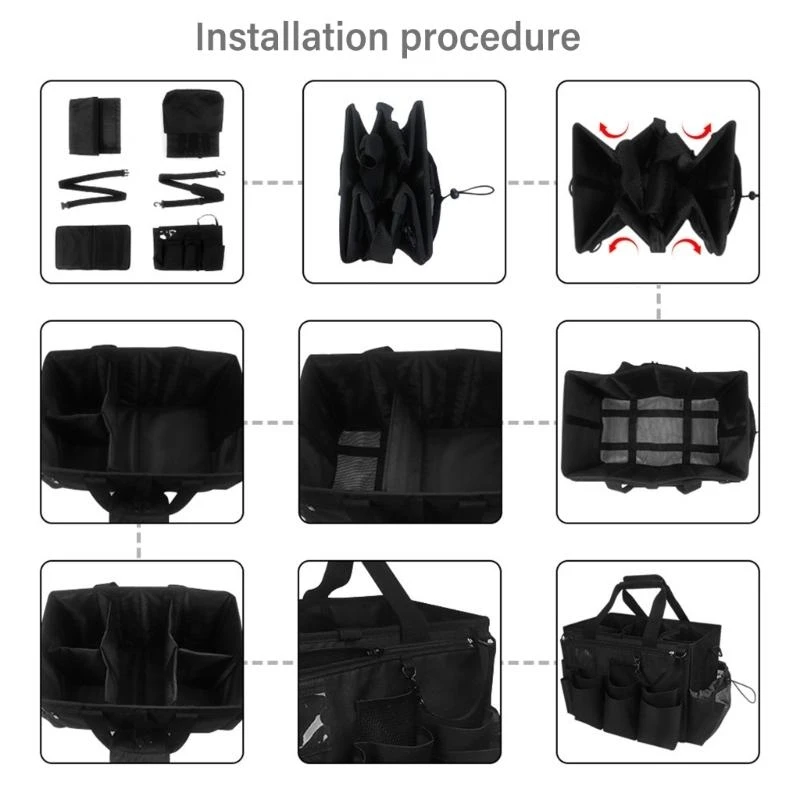 J0MC Cleaning Supply Storage Utility Organizers With Compartments, Detailing Bag Adjustable Shoulder Strap For Home Auto Care