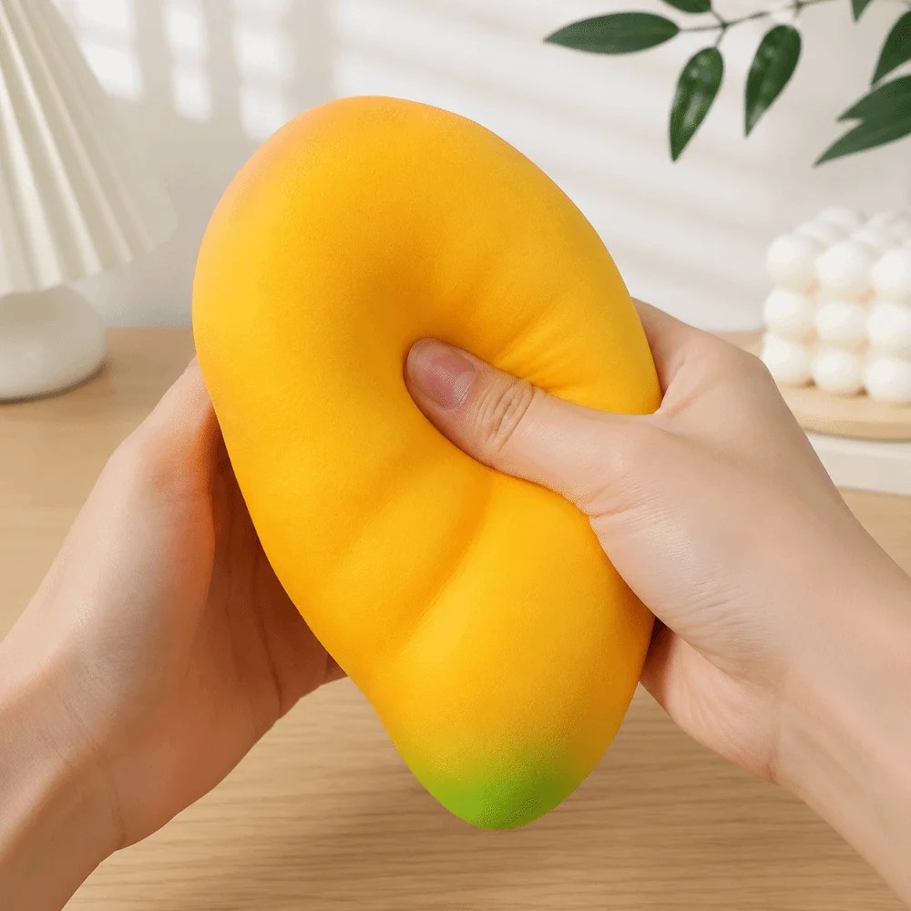 16cm Giant Mango Squishy Yellow Super Soft Slow Rebound Fidget Kneading Anxiety Relief Realistic Fruits Pinch for Adults