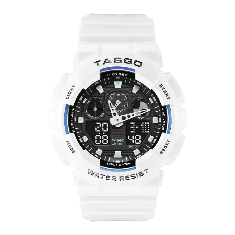 TASGO T101 Sports Men\'s Quartz Digital Watch Full Function LED Auto Hand Lifting Lamp 50MM Waterproof Oak Series