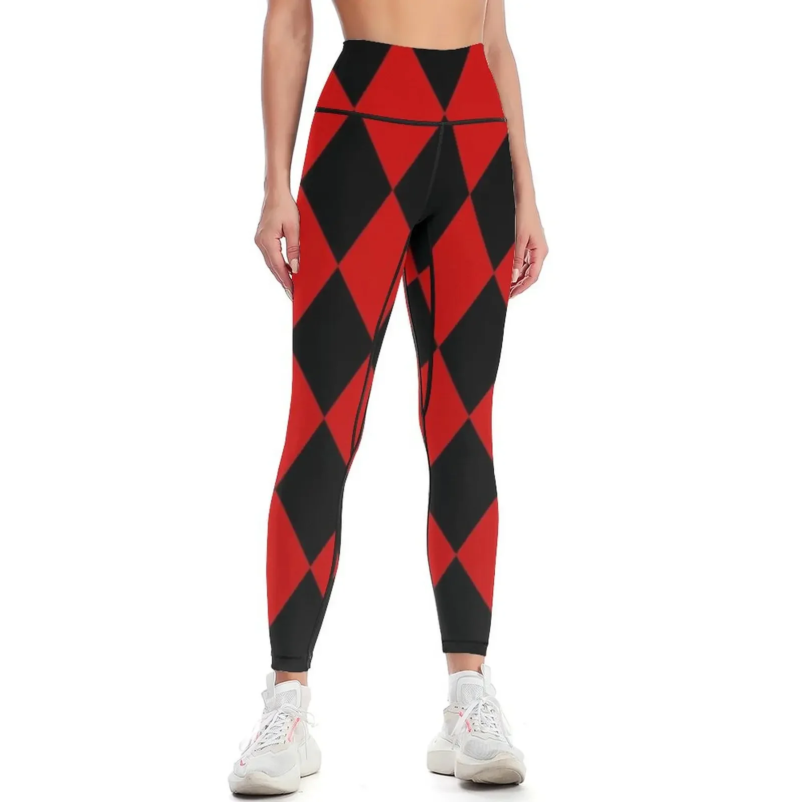 

Red Black Harlequin Diamond Leggings joggers for gym's sportswear Sports pants for Womens Leggings