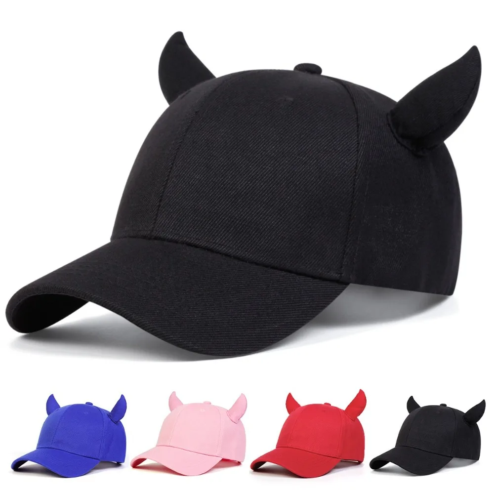 

Fashion Cute Cow Horn Bull Horn Baseball Caps Adjustable Solid Color Sunscreen Hat Unisex Sun Hat Summer