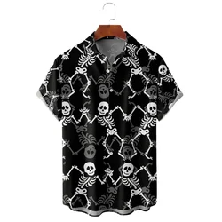 Creative Skulls 3D Print Shirts for Children Boy Clothes Summer Short Sleeve Fashion Cool Kids Girl Clothes Blouses Lapel Tops