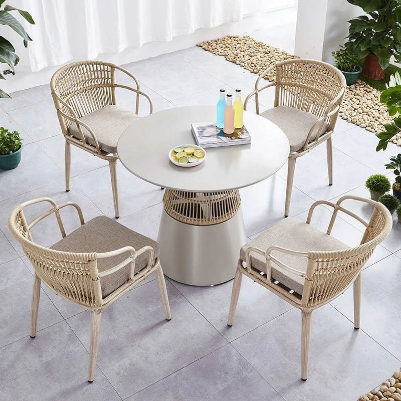 Outdoor Table And Chair Set，Outdoor Tables Chairs, Waterproof-Resistant, With Pull Cords, Suitable Homestays, Hotels, And Villas