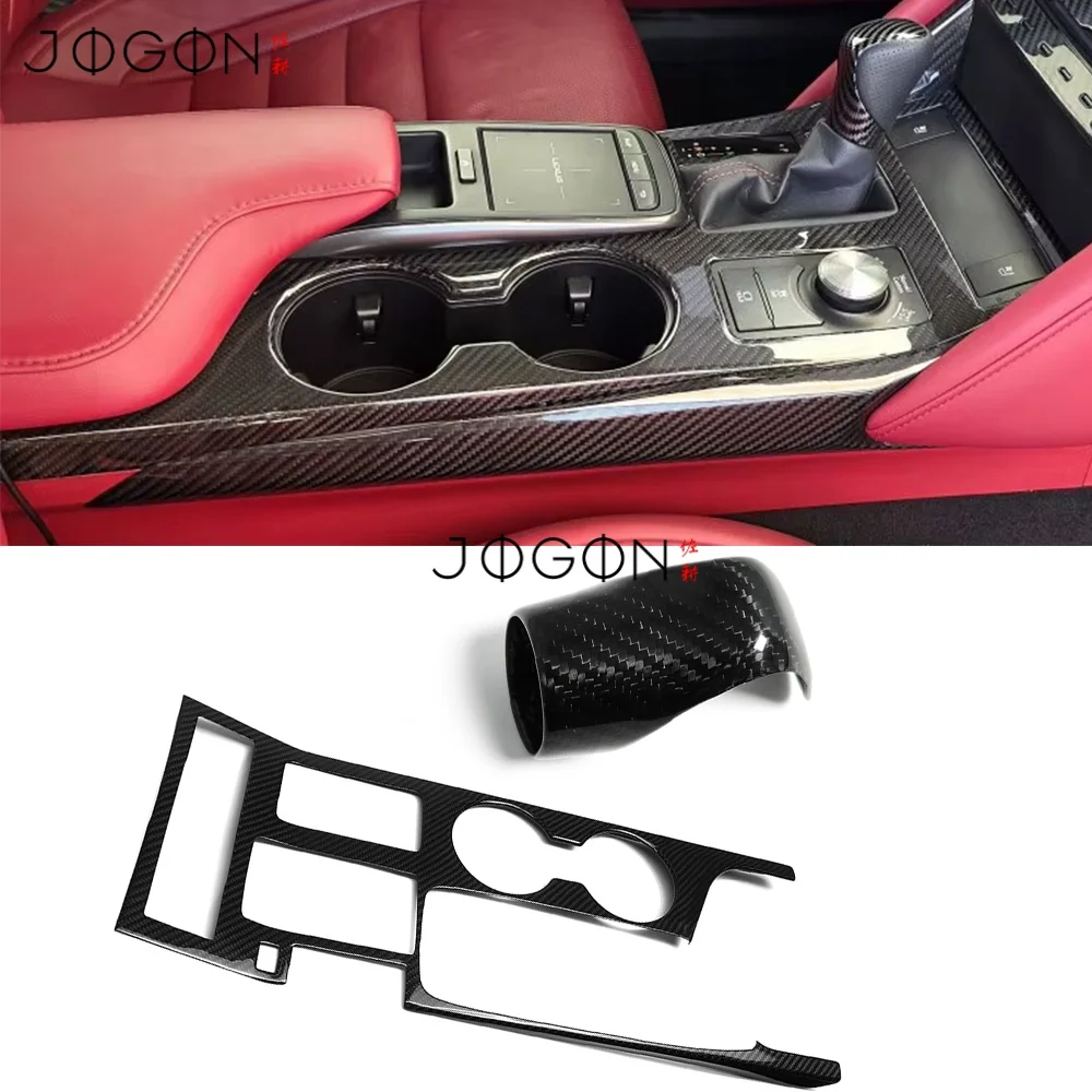 

2Pcs LHD Real Carbon Car Interior Center Console Gear Shift Head Knob Panel Cover Trim For Lexus IS300 IS350 IS500 F-Sport 2021+