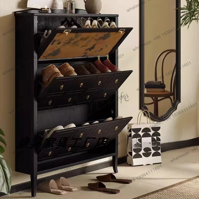 French retro flap shoe cabinet antique living room decoration bedroom locker