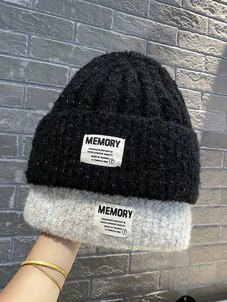 thickened-knitted-woolen-hat-women's-autumn-winter-warm-face-slimming-ear-protection-hat-large-head-size-non-folding-round-top
