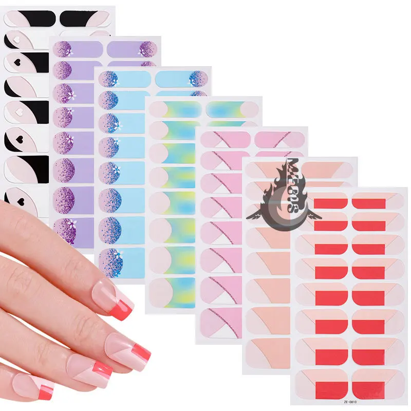 

MEBIS 16 Tips Green Stickers Tamagotchi Seal False Nails Woman Adhesive Nail Stickers Character Decoration Nails Art Decoration