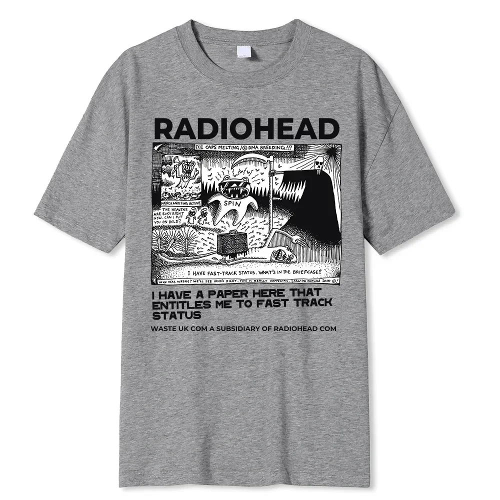 Radiohead-Camiseta clásica Vintage para Hombre, Camisetas de Rock de gira en América del Norte, Camisetas de calle de Hip Hop, Tops de gran tamaño de algodón 100%