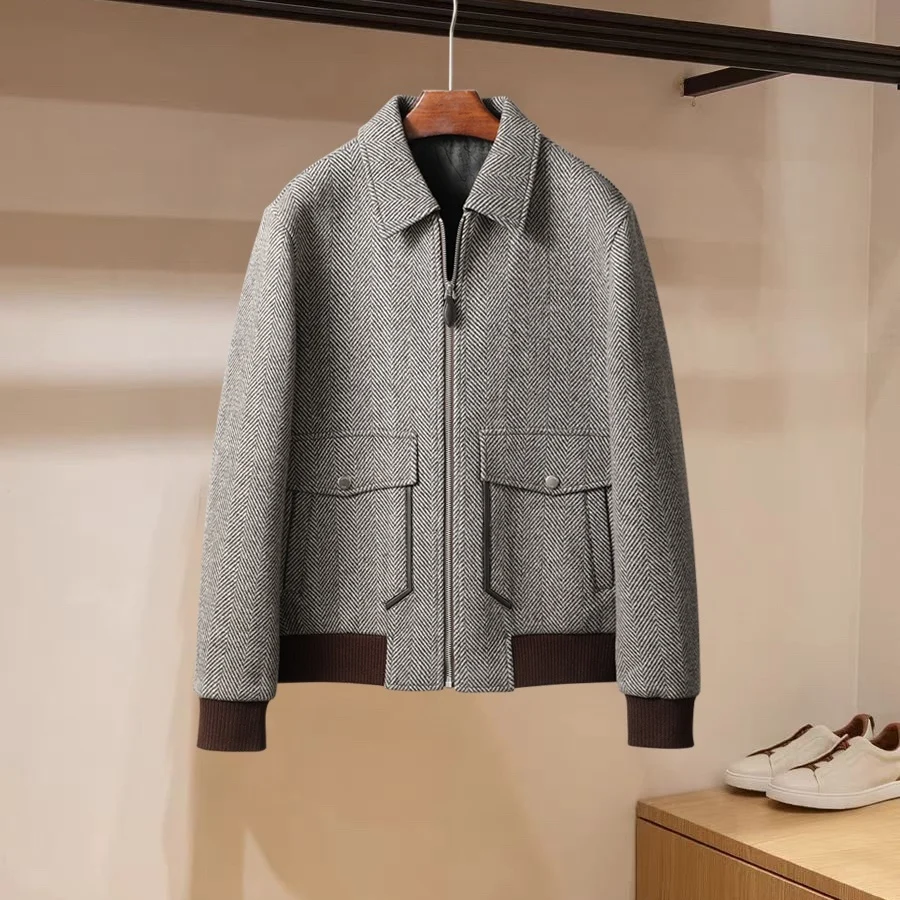 

LP Итальянская 25aw простая мужская повседневная шерстяная куртка с лацканами