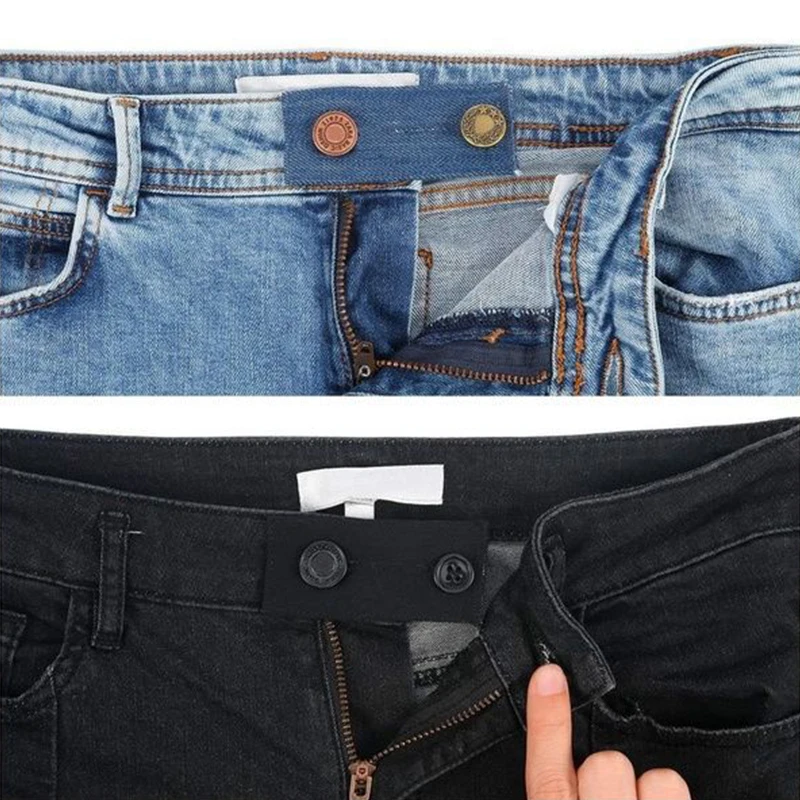 1Pc Jeans Waist Extension Buckle Unisex Waistband Extender Button Pant Elastic Extender Button Waist Belt Extension Buckle New