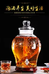 Empty Thick Glass Enzyme Barrel Wine Jar With Tap Non-lead Glass Fruit Traditional Chinese Medicine Alcohol Bottles 2.5L