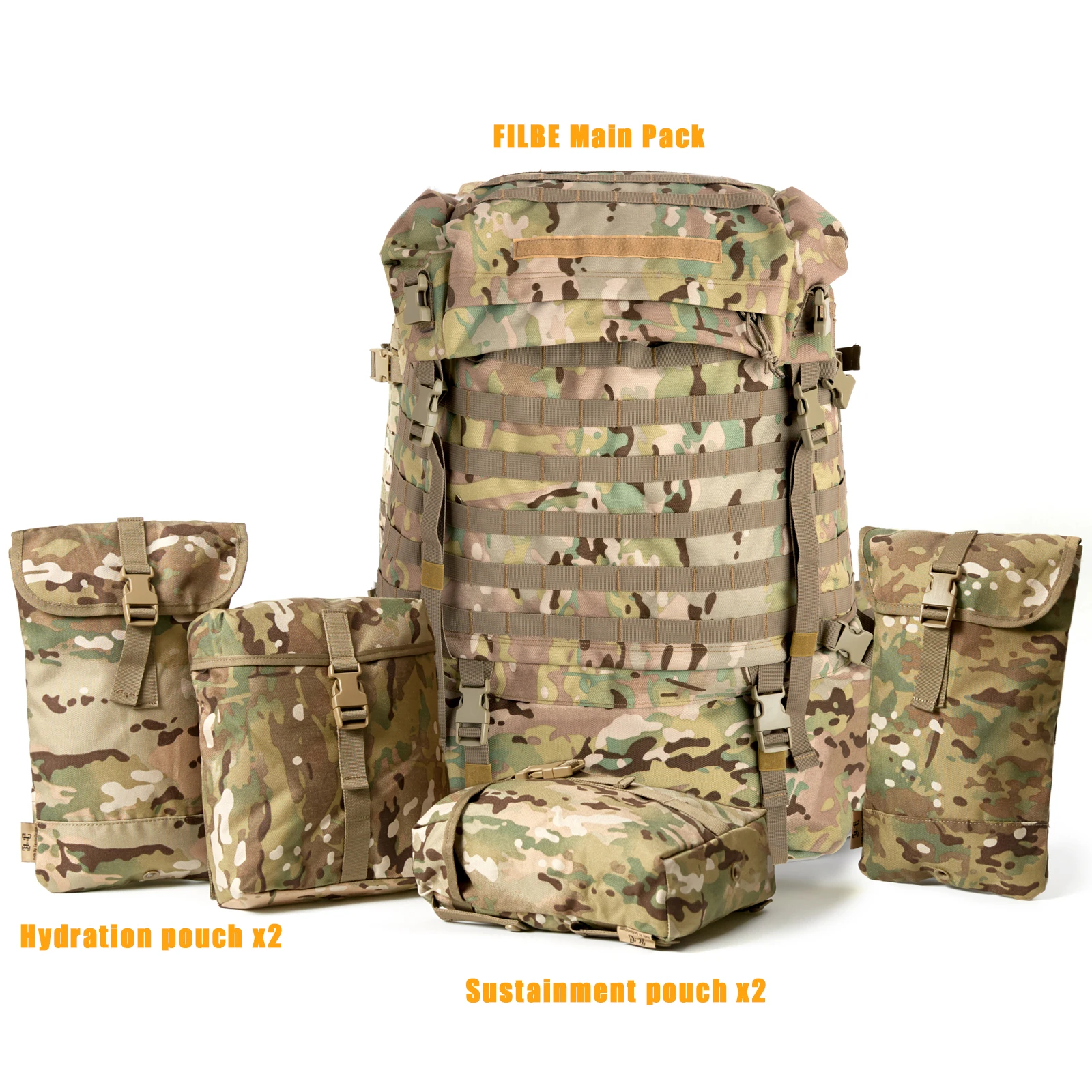 AkmaxFILBE Main Pack System Tactical Military Rucksack with Assault & Hydration Packs and Frame