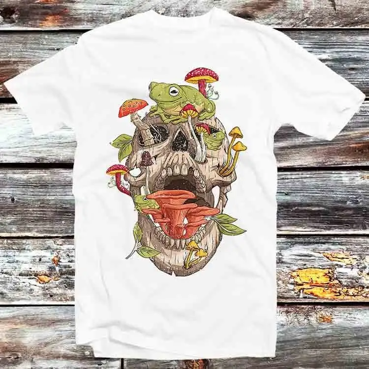 Frog Star Sugar Skull Magic Mushroom T Shirt Vintage Retro Cartoon Anime Top B1155