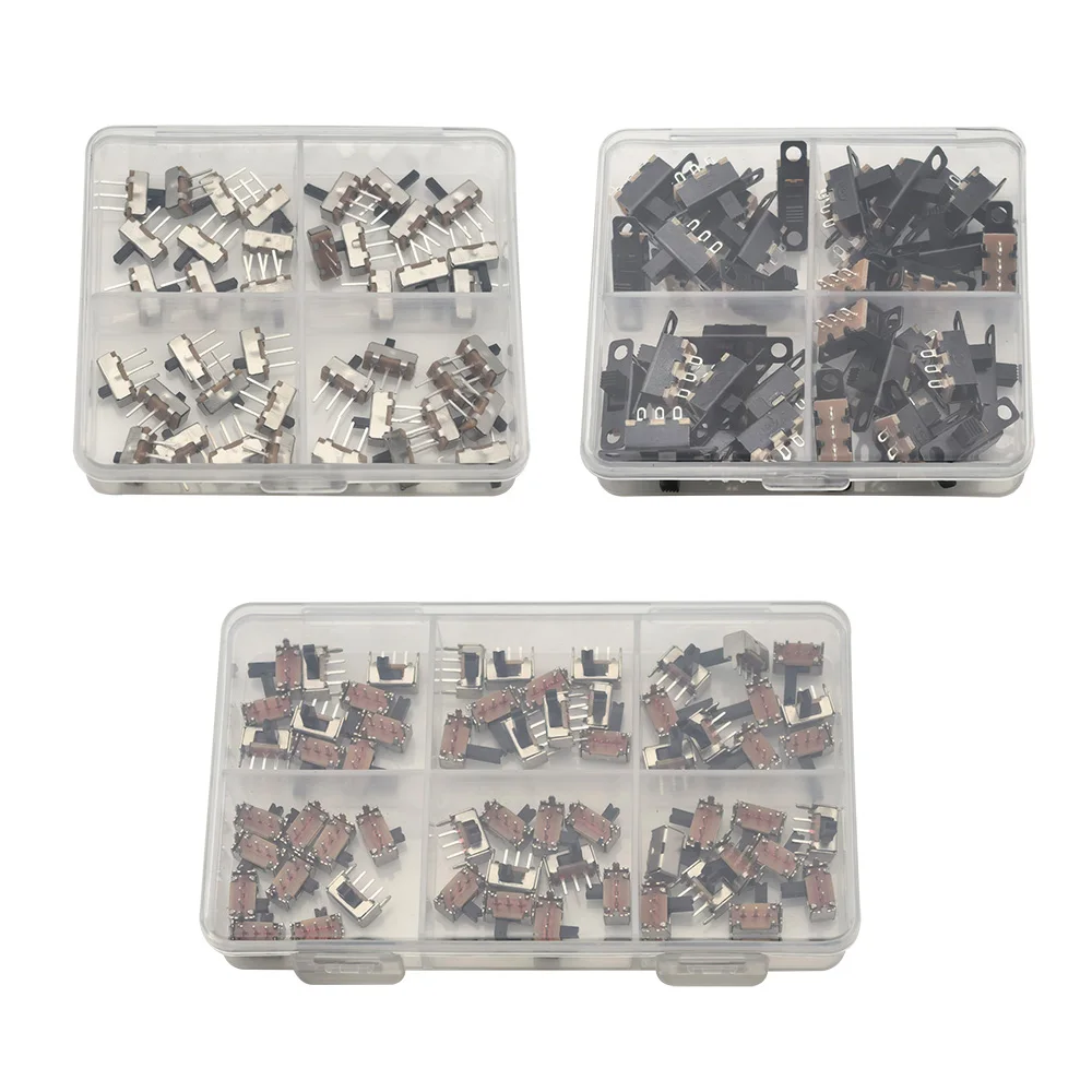 1Box Mini Slide Switch 3 Pin 1P2T SPDT 2 Position Interruptor on-off Toggle Switch DIP PCB Handle length 2/3/4/5/6/7MM 50V 0.5A