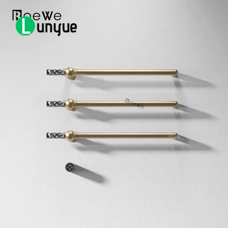 High End All Brass Electric Towel Rack with Thermostat Sterilized Heating Rail for Bathroom Wall Mounted Warm Towel Bar