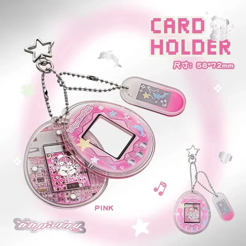 1Pc Japanese Cute Cartoon Digital Pet Egg Shape 1-Inch Card Holder Kawaii Backpack Acrylic Pendant Keychain Display Card Frame