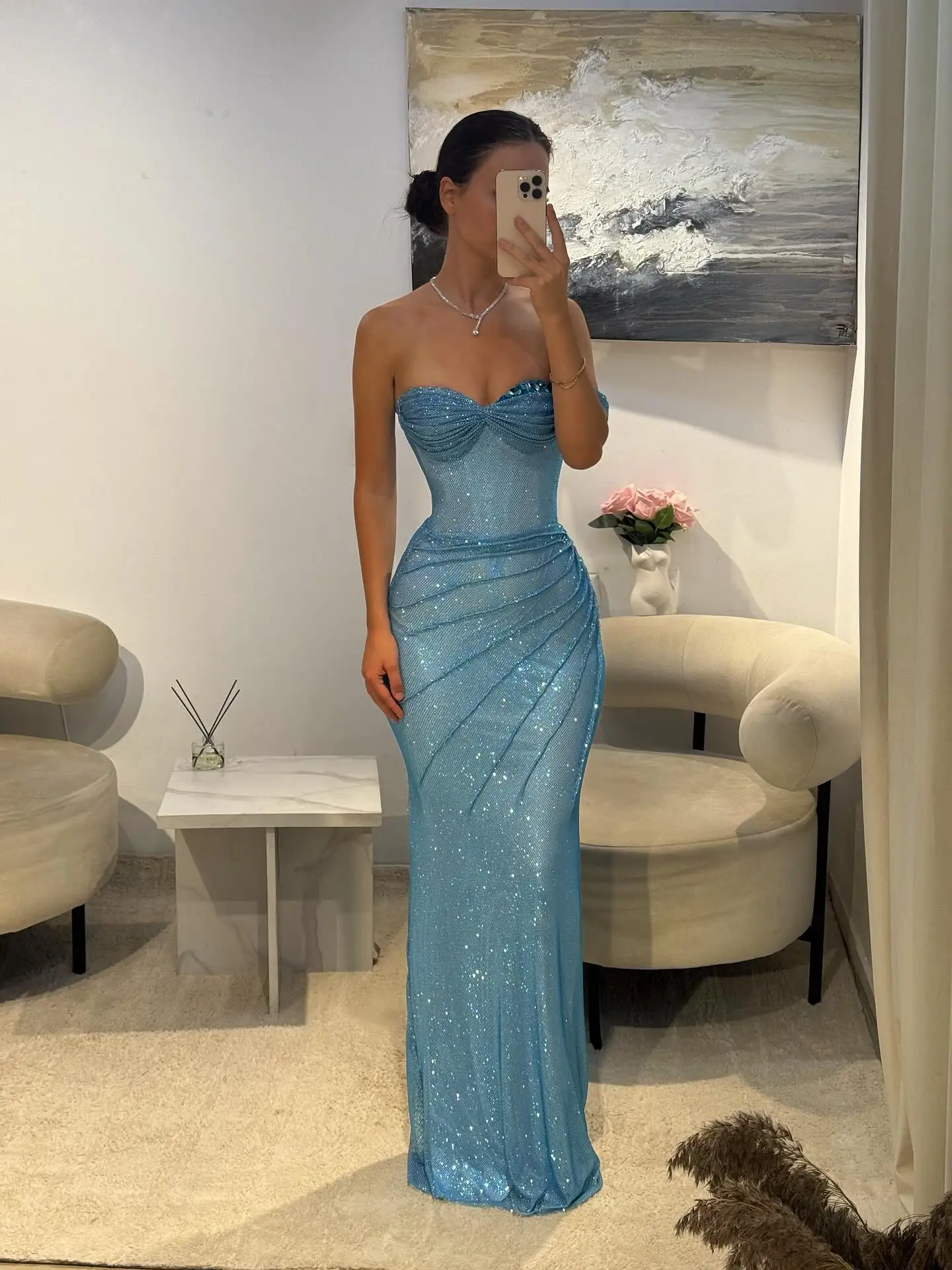 AsaNagi Elegante Ballkleider für Damen, luxuriöse Abendkleider mit Paillettendekoration, Abendkleider nach Maß