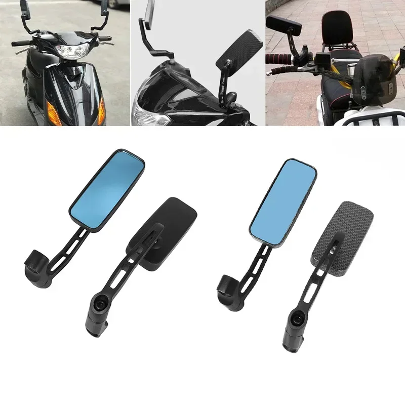 

1Pair Motorcycle Rearview Mirror Blue Glass Universal Square Rearview Reverse Side Mirror 8/10mm For Harley Scooter Accessories