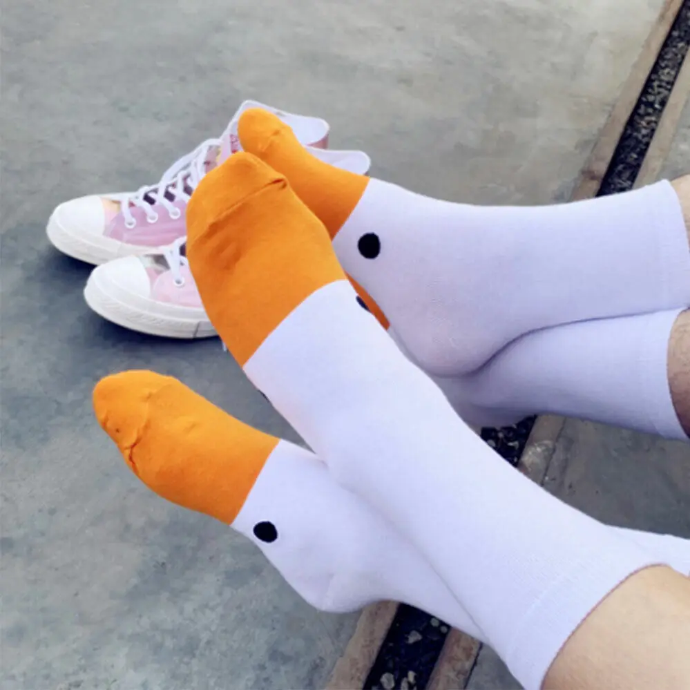 Fashion Funny Goose Duck Printed Socks Women Cartoon Animal Sock Winter Warm Mid Tube Cotton Sock for Sports Creative Casual Sox