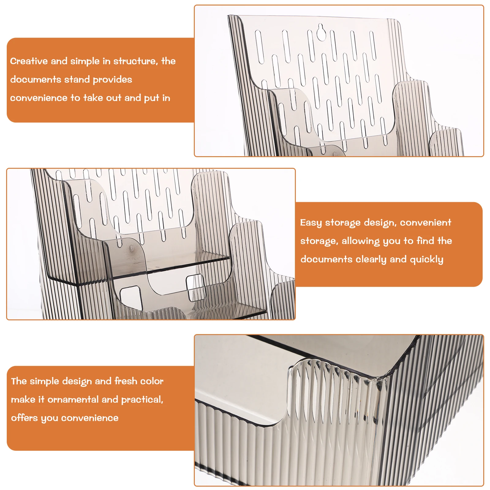 

Trifold Data Display Stand Brochure Holder Pamphlet Stand Large Plastic Bookshelf File Organizer Office Dorm Study Room Clear