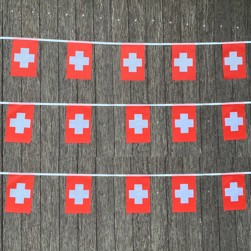 

xvggdg 20pcs/set Switzerland bunting flags Pennant String Banner swiss Flag Buntings Festival Party Holiday