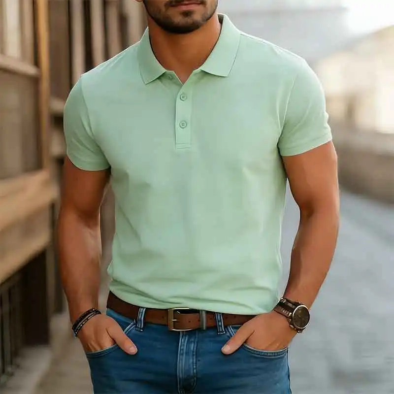 21 Colors New Men's T-shirt Classic Plus Size Women Button Lapel Solid Short Sleeved Polo Tees Summer Casual Unisex T-shirts 7XL