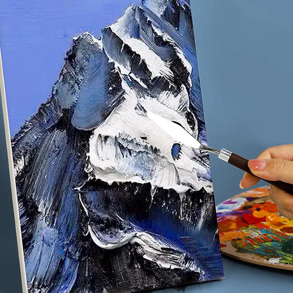 

5Pcs Oil Painting Spatulas Stainless Steel Painting Knife Set Wood Handle Artist Scrapers Color Mixing Tools for Canvas Acrylic