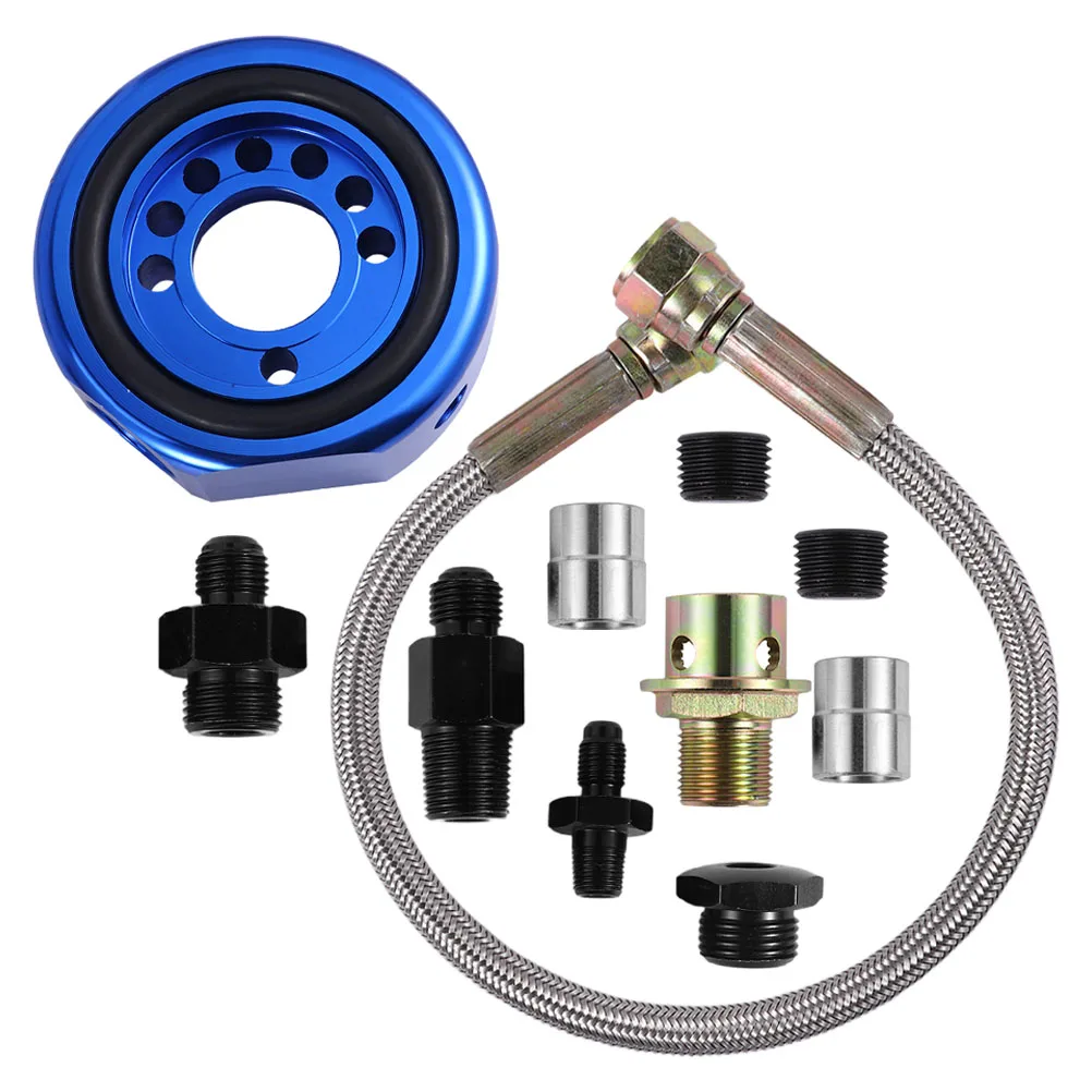 

1 Set Filter Sandwich Plate Car Engine Oil Filter Adapter High Strength Durable For Oil Cooler Modification Projects Accessories