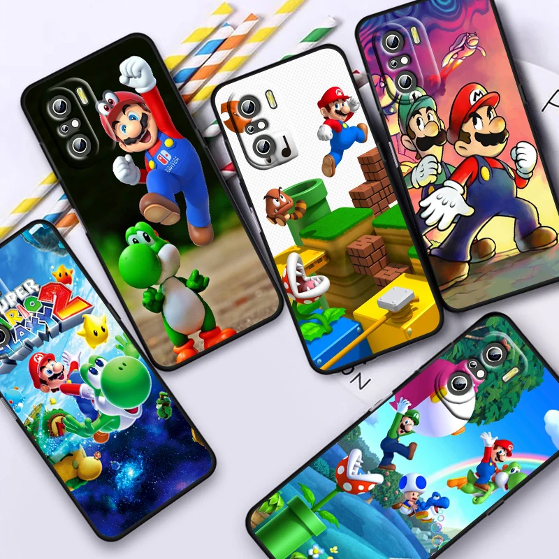 Hot Game Super Mario Phone Case For Xiaomi Redmi Note 12 11E 11S 11 11T 10 10S 9 9T 9S 8T Pro Plus 5G Black Cover