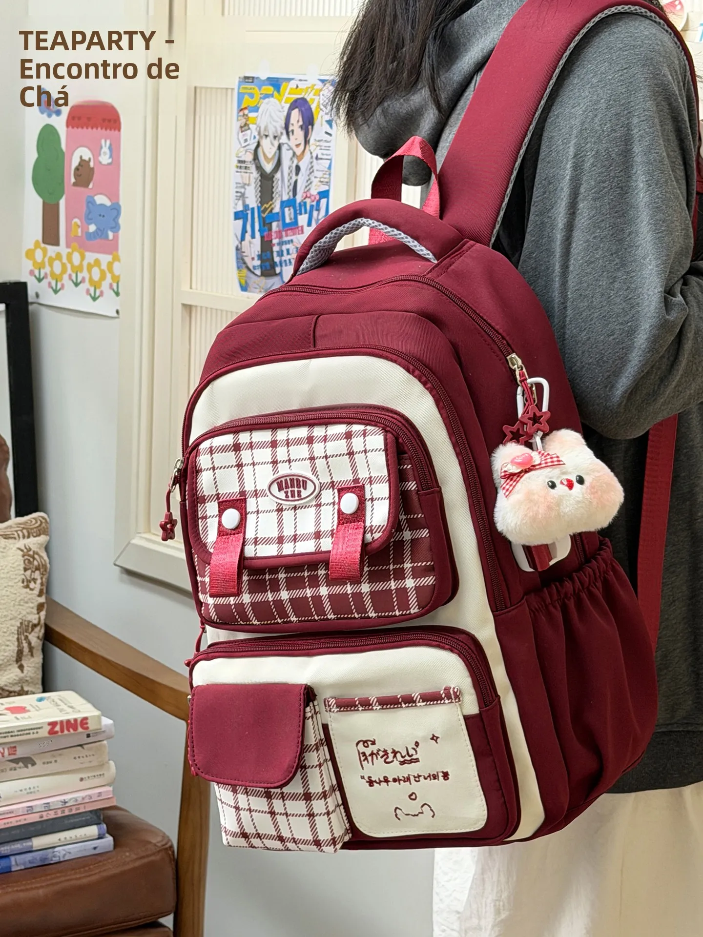 大容量マルチコンパートメントバックパック、ティーンエイジャーの女の子向けカジュアルスクールバッグ、複数のコンパートメント付き、授業やレジャーに最適