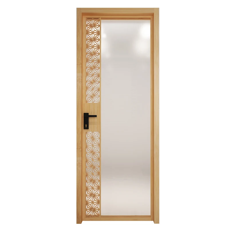 Swing  door, original wood color Japanese style bathroom door, toilet door, toilet glass door, solid wood bamboo grille door