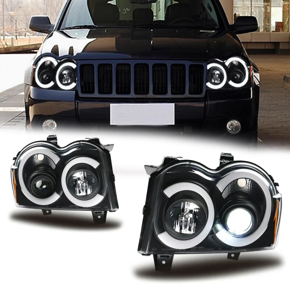 LED HeadLights For Jeep Grand Cherokee 05-08 Emark V2 Full Led DRL Car Head Lamp Assembly Signal Accessories Modified Lamp