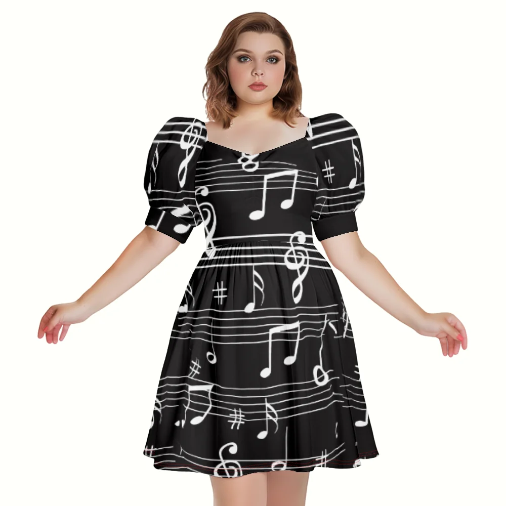 Summer Dress Music Note Print Maxi Dress Fashion Evening Dresses Stylish Party Dresses Beach Women Elegant Robe Girl Vestido