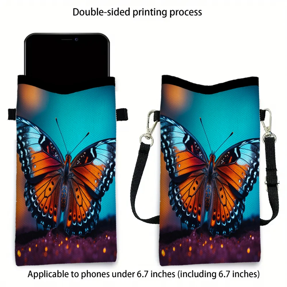 

Fashion Butterfly Mobile Phone Bag Multifunctional Crossbody Phone Bag Adjustable Strap Shoulder Bag for Women