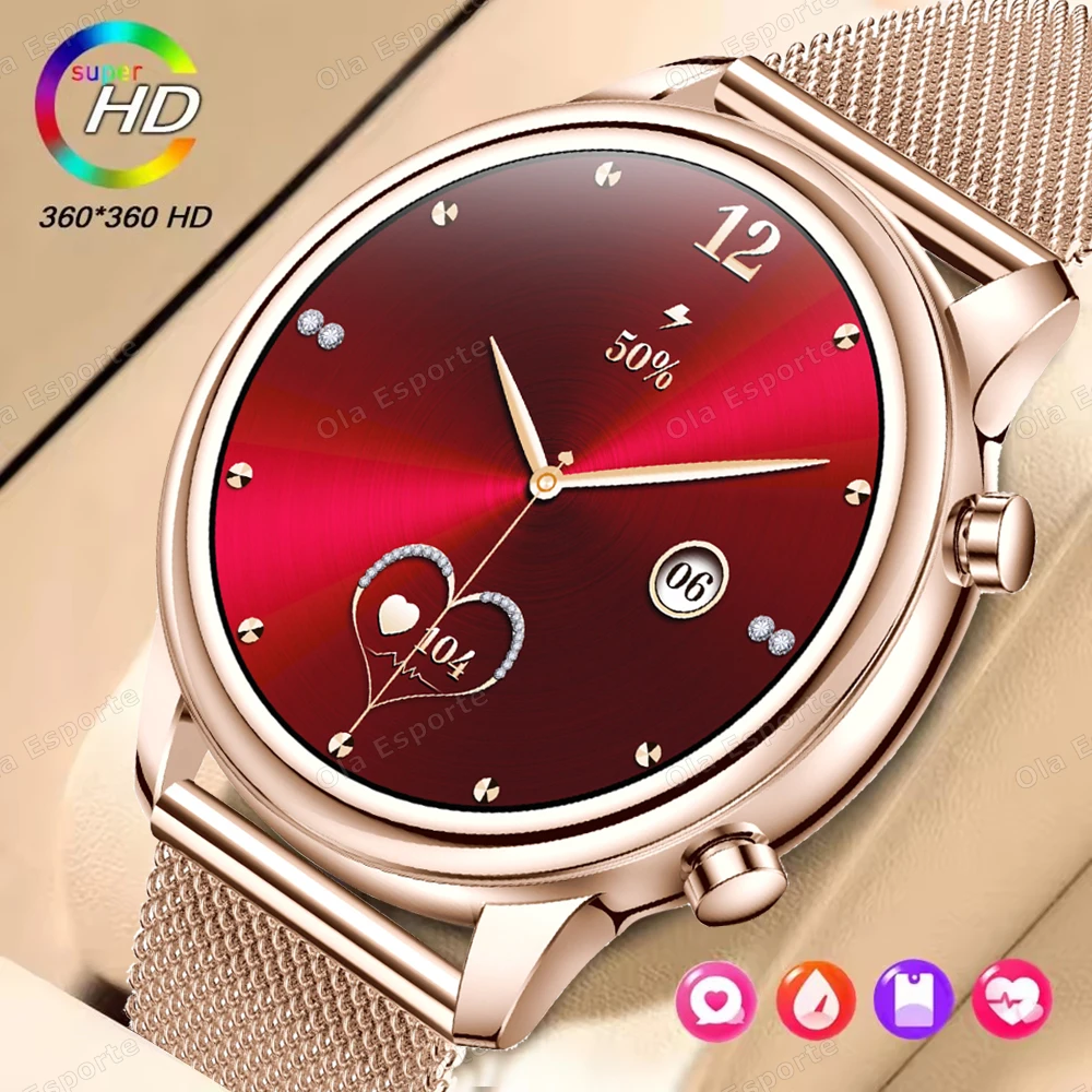 

Модные женские умные часы 1,27-дюймовый HD-экран Монитор сердечного ритма и здоровья Пользовательский циферблат Женский браслет Bluetooth Вызов Спортивные умные часы