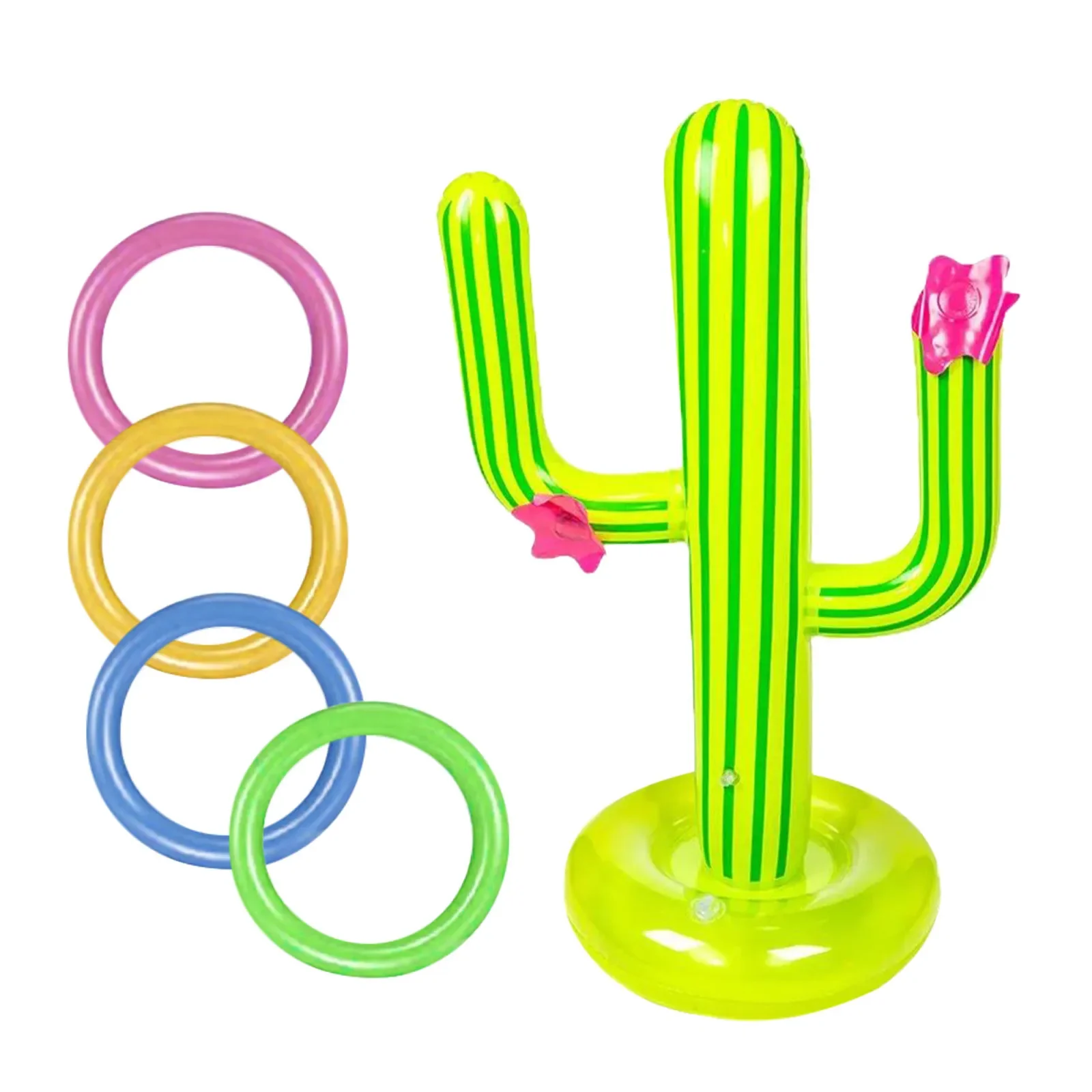 Inflatable Cactus Ring Toss Game Set Outdoor Swimming Pool Pvc Floating Pool Toys Beach Party Supplies Cactus Ring Toss Game