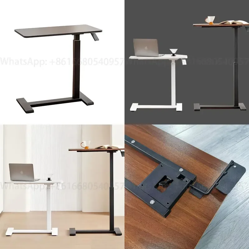 Stainless Steel RV Accessories-Mobile Pneumatic Height Adjustable Standing Computer Desk Overbed Side Sofa Desk Hidden