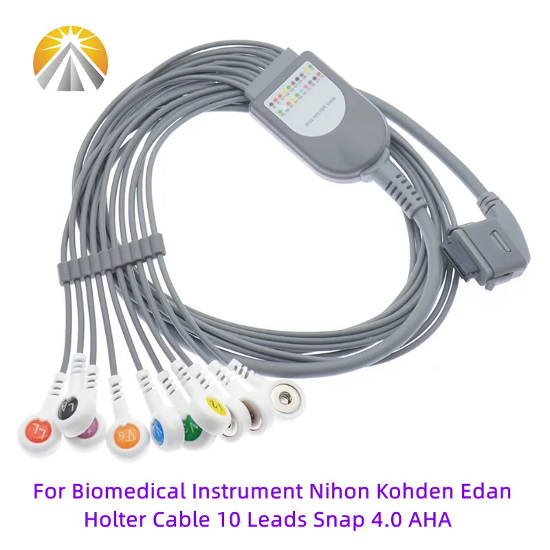 

Holter Cable 26 Pin 10 Leads Snap 4.0 AHA For Nihon Kohden RAC3012 RAC300 Biomedical Instrument BI9800 BI6812 Edan SE2003 SE2012