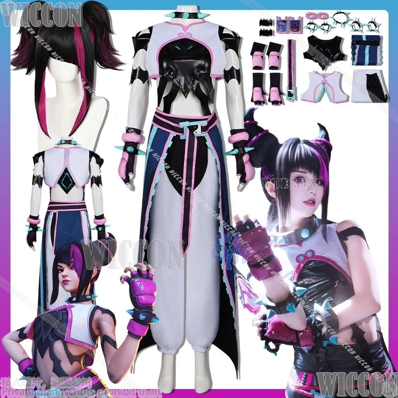 

Хан Юрий Косплей Owww Кроссовер Улица Cos Fighte Аниме Сексуальное Женское Белье Ярко-Розовый Синий Боевая Униформа Парик Хэллоуин Comic Con Cos