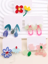 Summer Women Korean Edition Earrings Minimalist Acrylic Flower Accessories Trendy Semitransparent Small Fresh Style New Earrings