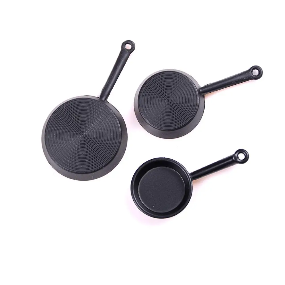 3個/セット 1:12スケール キッチン家具 ごっこ遊び アクセサリー シミュレーション ソースパン フライパン モデル ミニチュア調理器具