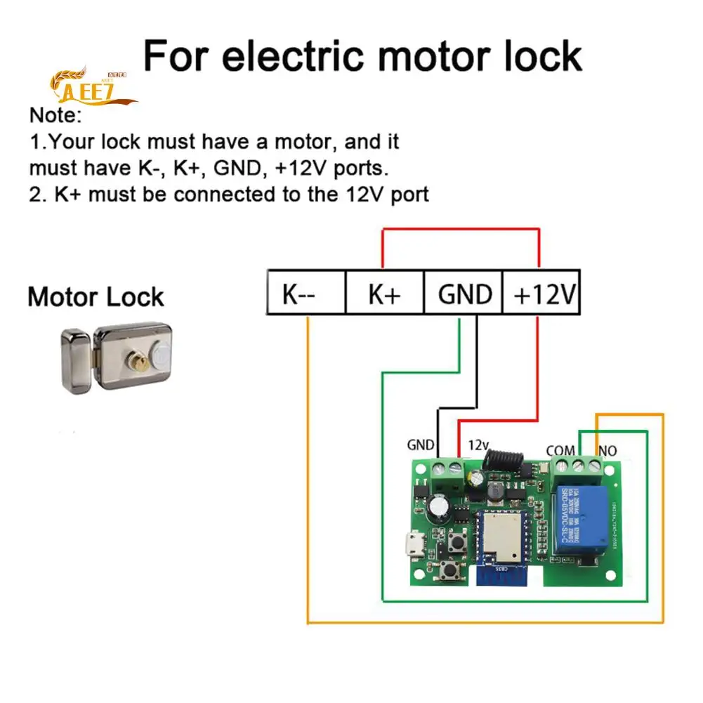 AEE7-12V Wifi Relay Tuya Smart Life App Switch Module Remote-Timer Self-Locking Work With Google Home 2 Way Control